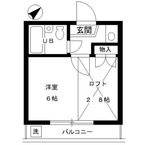スカイコーポラスⅡ(1K/2階)の間取り写真