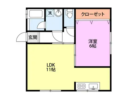パレット(1LDK/1階)の間取り写真