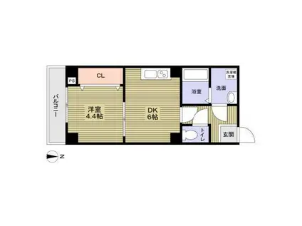 グランパシフィック梅南(1DK/4階)の間取り写真