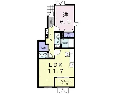 メゾンドアイリスE(1LDK/1階)の間取り写真