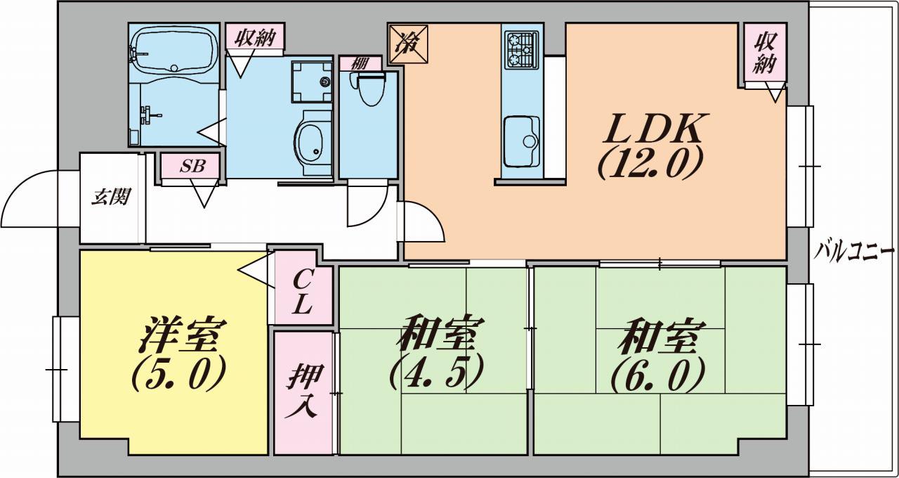 エスパシオ神戸(3LDK/5階)の間取り写真