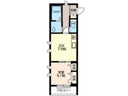 メゾンリビエール(1DK/2階)の間取り写真