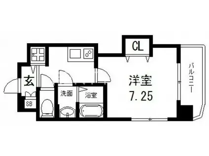 LUXE深江橋(1K/6階)の間取り写真