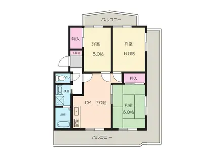 ガーデンハイツ 1(3DK/1階)の間取り写真