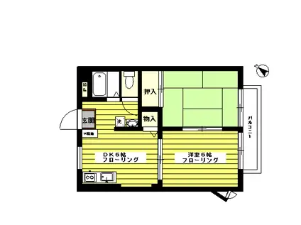 サンヒルズ丸山台(2DK/1階)の間取り写真