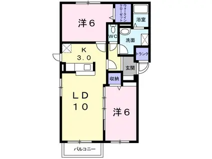 ランデュール(2LDK/3階)の間取り写真