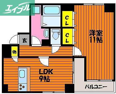 第一天瀬ビル(1LDK/7階)の間取り写真