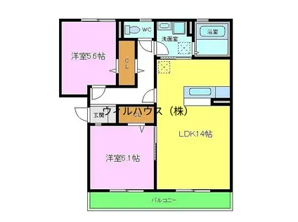 フルーレ・咲(2LDK/3階)の間取り写真