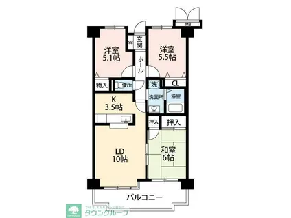 大新ヒルズ(3LDK/3階)の間取り写真