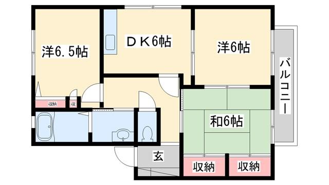 JAハイツ南平池(3DK/1階)の間取り写真