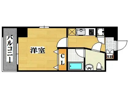 ピュアドームエクサイト博多アネックス(1K/11階)の間取り写真