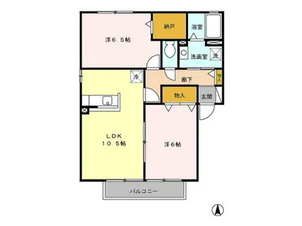 イーストブリックA(2LDK/2階)の間取り写真