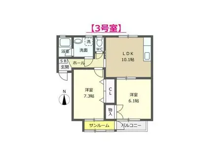 プランタントロワ(2LDK/1階)の間取り写真