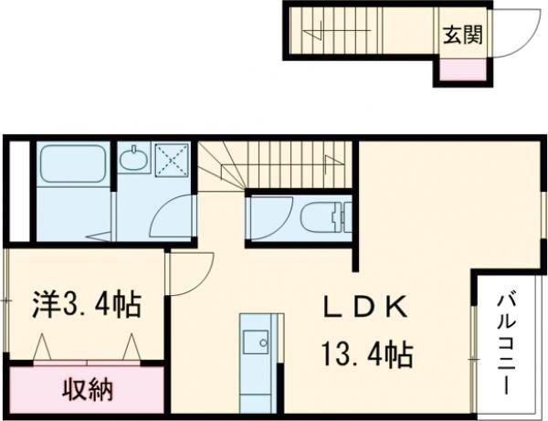 クリスタルハイツ土山(1LDK/2階)の間取り写真