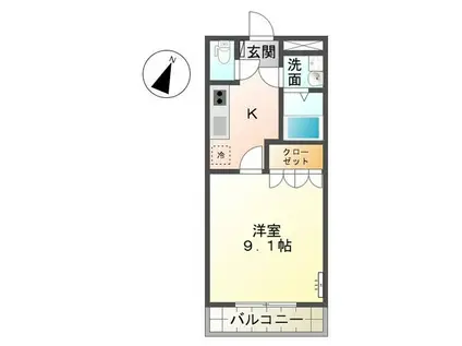 サンハウス富士(1K/2階)の間取り写真