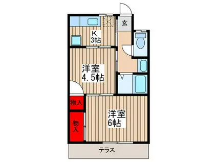 メゾンハタノ(2K/1階)の間取り写真