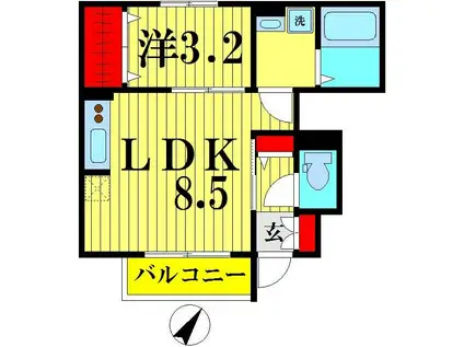 グリーンコーポVI(1LDK/1階)の間取り写真