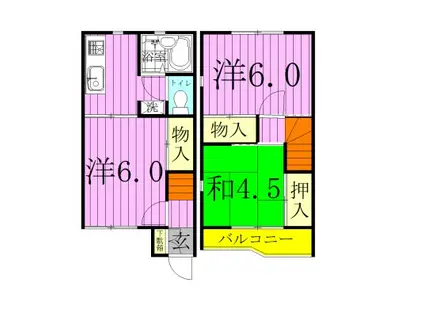 シティハイツ・山崎A棟(3K/2階)の間取り写真