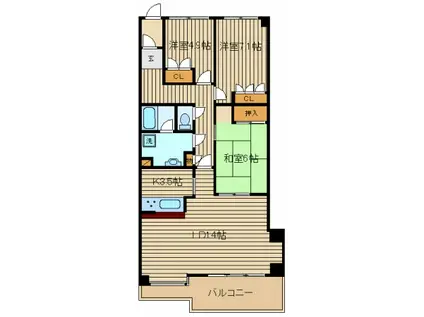 エイチエフ田無レジデンス(3LDK/6階)の間取り写真
