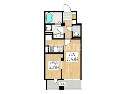 アローマ王本町(1DK/2階)の間取り写真