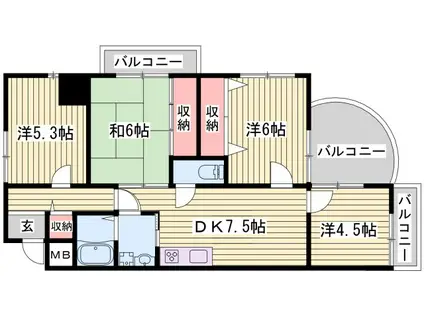 ラフェスタ大塩(4DK/5階)の間取り写真