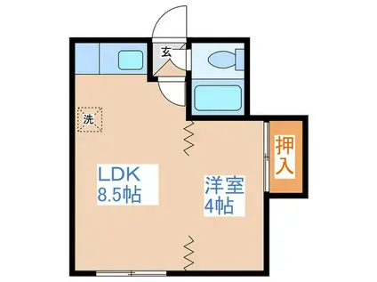 井上ビル(1LDK/3階)の間取り写真