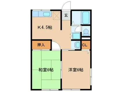 シティハイムメグロA棟(2DK/1階)の間取り写真