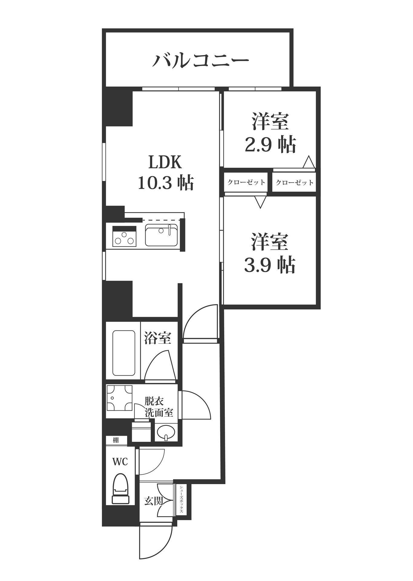 MODERN PALAZZO博多BAY(2LDK/3階)の間取り写真