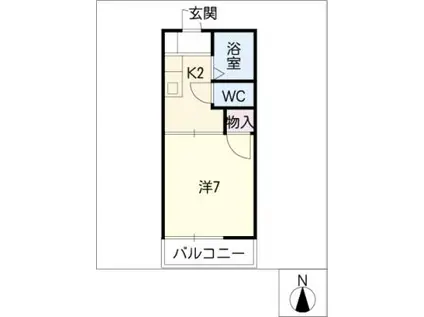 サン・ドエール(1K/2階)の間取り写真