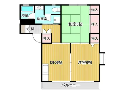 グレイス(2DK/2階)の間取り写真