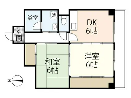 アーバンハイムII(2DK/2階)の間取り写真