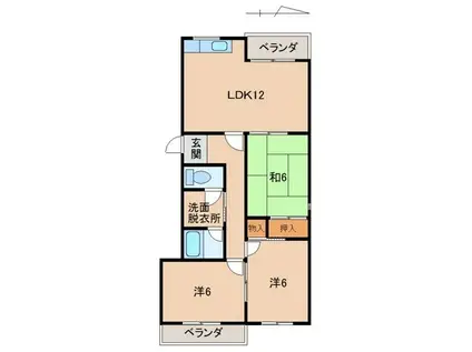 六十谷ロビンコート(3LDK/2階)の間取り写真