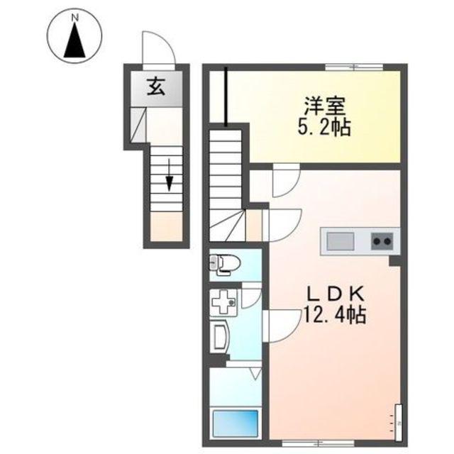西田中アパート(1LDK/2階)の間取り写真