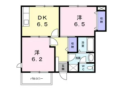カリーノ・コスモスA(2DK/1階)の間取り写真