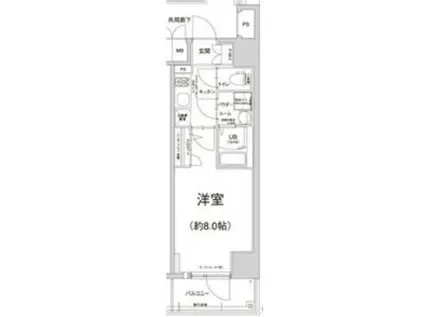 エスリード栄クロスシティ(1K/6階)の間取り写真