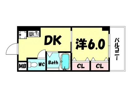 ハーバーズコート(1K/7階)の間取り写真