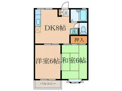 エスポワール峯岸(2DK/2階)の間取り写真