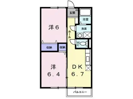 レスポワールI(2DK/2階)の間取り写真