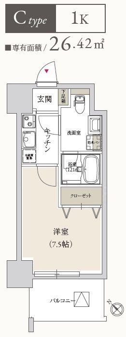 プライマル月島(1K/6階)の間取り写真