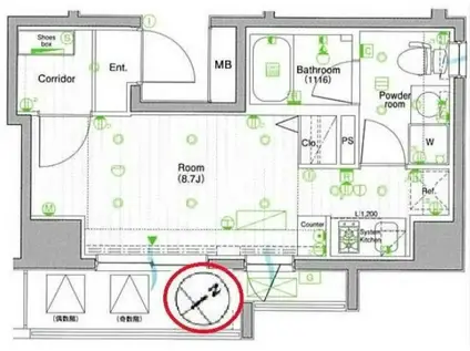 シーネクス品川荏原(ワンルーム/7階)の間取り写真