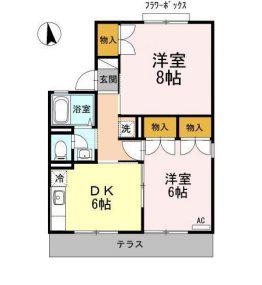 セジュール湯谷A棟(2DK/2階)の間取り写真