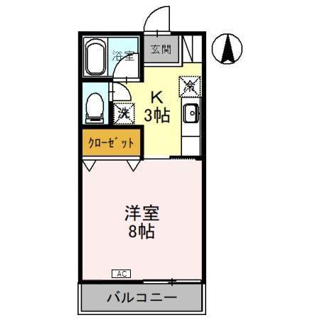 カンパーニュ(1K/2階)の間取り写真