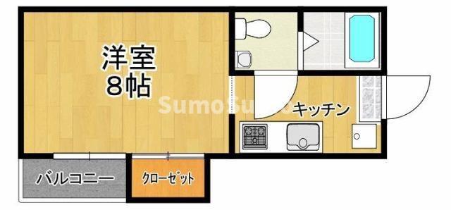 ジェネシス月見山(ワンルーム/1階)の間取り写真