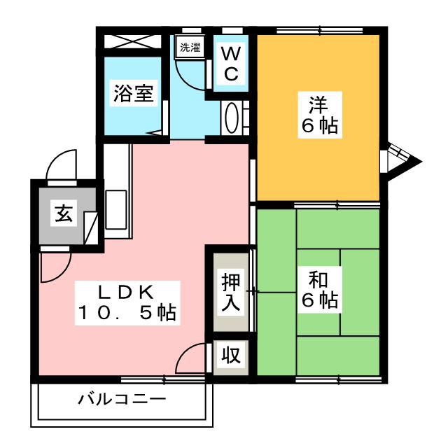 ハイホーム新宮(2LDK/1階)の間取り写真