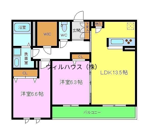 シャーメゾンジオートリテラス(2LDK/1階)の間取り写真