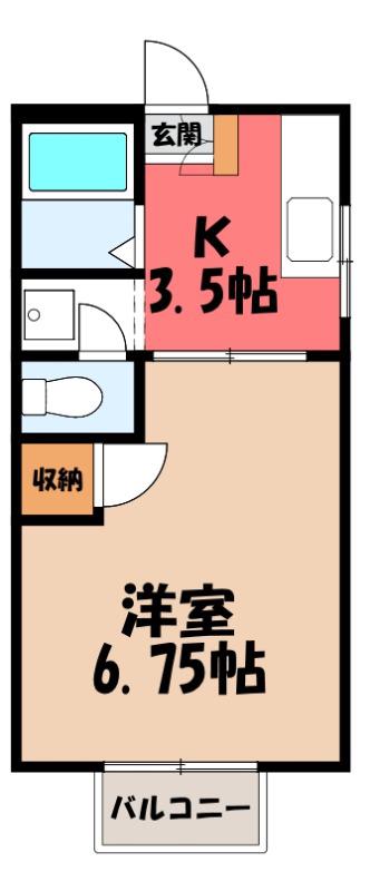 パステルハイツ(1K/1階)の間取り写真