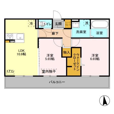 フィオーレ(2LDK/3階)の間取り写真