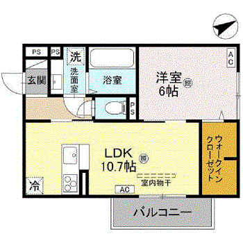 D-REGALO江守中(1LDK/3階)の間取り写真