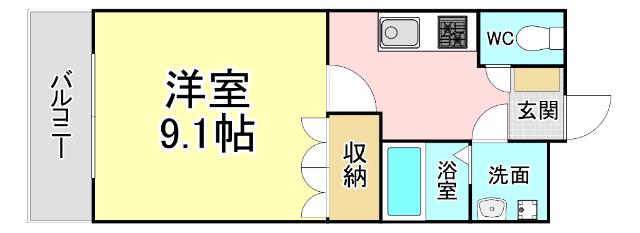シェレン・バウム・F(1K/2階)の間取り写真