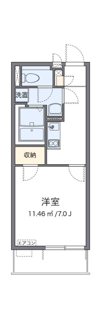 クレイノデュランタ(1K/1階)の間取り写真